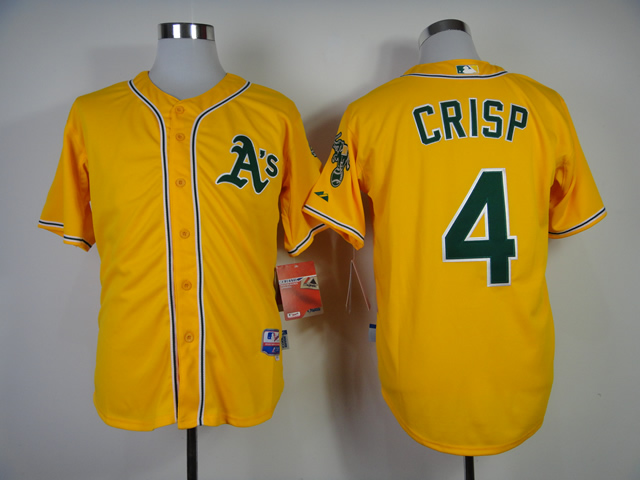 Men Oakland Athletics #4 Crisp Yellow MLB Jerseys->oakland athletics->MLB Jersey